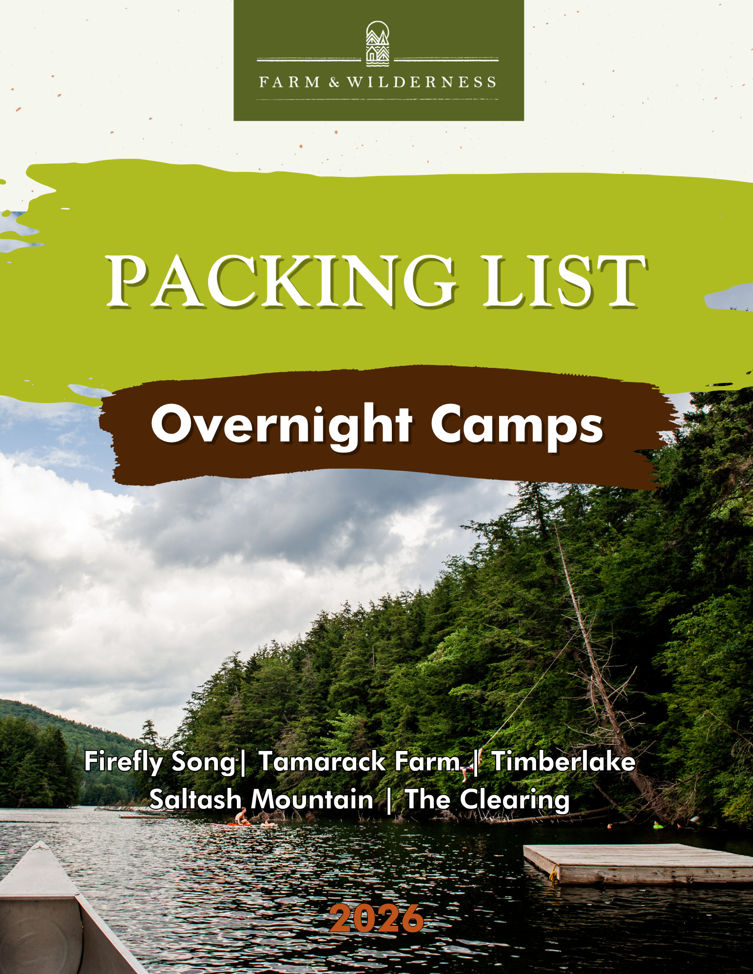 2026 F&W Overnight Camps Packing List