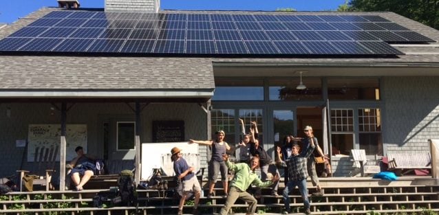 Solar panels on the roof of the Tamarack Farm Camp in Vermont