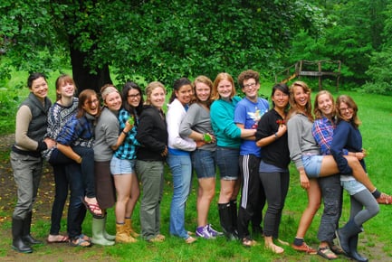 Big Lodge Staff (left to right)! Julia, M.C., Rachel, Clara, Steph, Laura, Devon, Sharky, Liz , Joey, Frenchy, Cathleen, and Naomi!