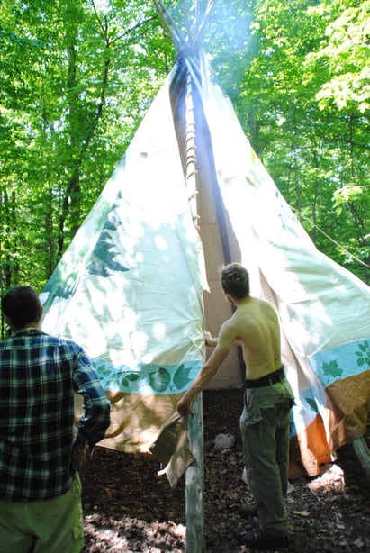FC Staff Set up a Tipi in the woods